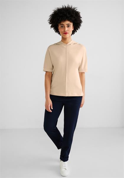 Halbarm Kapuzenshirt light smooth sand