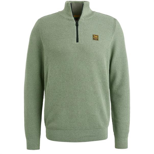 Half zip collar cotton mouline quiet green