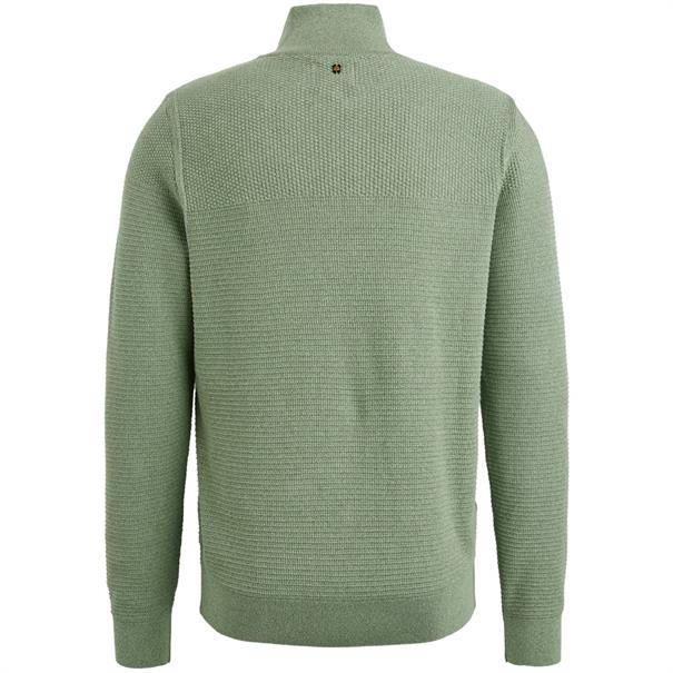 Half zip collar cotton mouline quiet green
