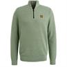 Half zip collar cotton mouline quiet green