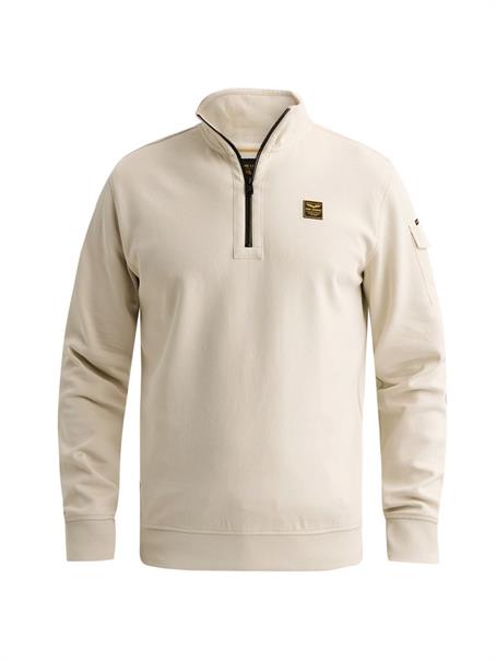 half zip interlock jersey bone white