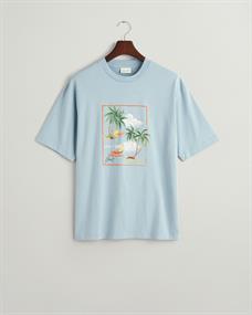 Hawaiian Print T-Shirt dove blue