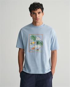 Hawaiian Print T-Shirt dove blue