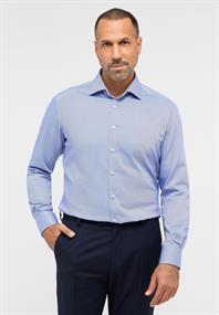 Hemd Fischgrat Langarm mittelblau