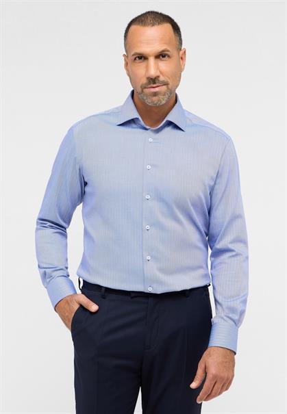 Hemd Fischgrat Langarm mittelblau