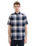 Hemd mit Leinen navy linen check