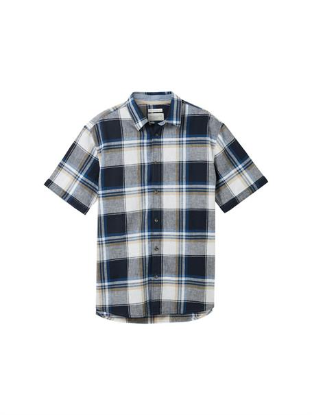 Hemd mit Leinen navy linen check