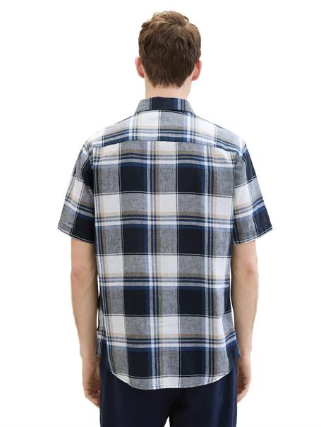 Hemd mit Leinen navy linen check