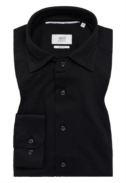 Hemd Single-Jersey Langarm schwarz