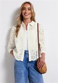 Hemdbluse mit Lochstickerei off white