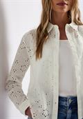 Hemdbluse mit Lochstickerei off white