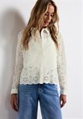 Hemdbluse mit Lochstickerei off white