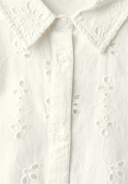 Hemdbluse mit Lochstickerei off white