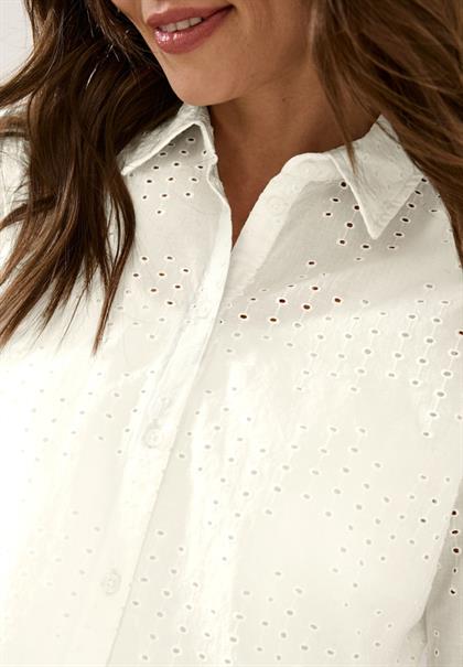 Hemdbluse mit Lochstickerei vanilla white