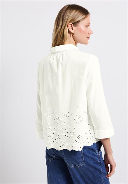 Hemdbluse mit Stickerei off white