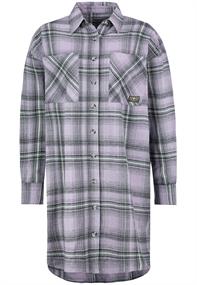 Hemdblusenkleid check: grey lilac-dusty green-anthracite grey