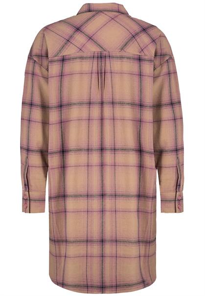 Hemdblusenkleid check: portobella brown-warm lilac-anthracite grey