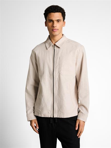 Hemdjacke mit Leinenanteil cashew beige chambray