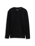 Henley Langarmshirt mit Rippstruktur black
