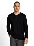 Henley Langarmshirt mit Rippstruktur black