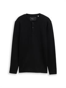 Henley Langarmshirt mit Rippstruktur black