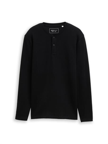 Henley Langarmshirt mit Rippstruktur black