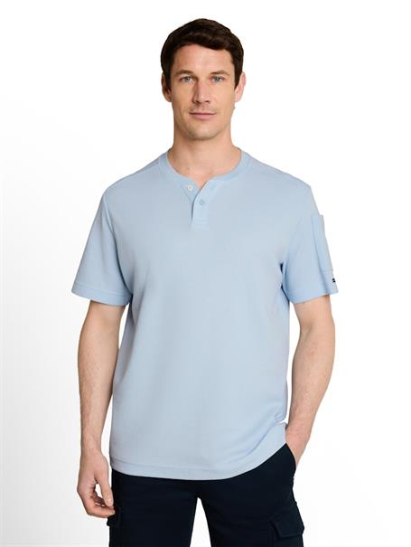 Henley T-Shirt mit Waffelstruktur light blue grey