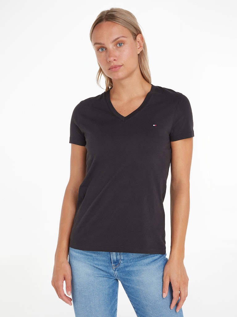 Tommy Hilfiger Damen T-Shirt HERITAGE V-NECK TEE classic white 