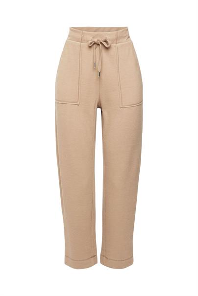 High-Rise-Pants im Jogger-Style in Strickqualität taupe