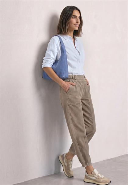High Waist Barrel Leg Hose mit Elastikbund sanded amber