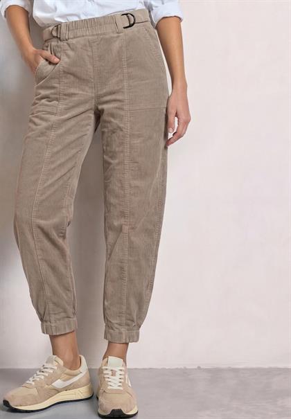 High Waist Barrel Leg Hose mit Elastikbund sanded amber
