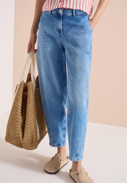 High Waist Barrel Leg Jeans im Loose Fit light blue random bleached