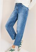 High Waist Barrel Leg Jeans im Loose Fit mid blue wash