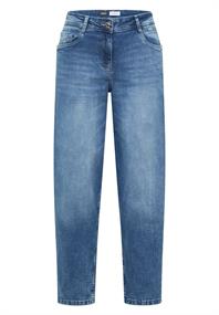 High Waist Barrel Leg Jeans im Loose Fit mid blue wash