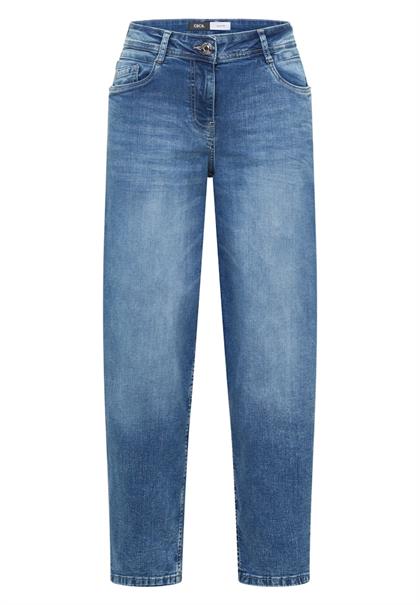 High Waist Barrel Leg Jeans im Loose Fit mid blue wash