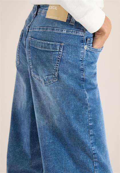 High Waist Barrel Leg Jeans im Loose Fit mid blue wash