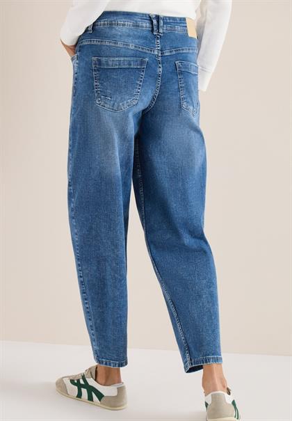 High Waist Barrel Leg Jeans im Loose Fit mid blue wash
