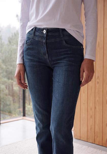 High Waist Bootcut Jeans im Slim Fit dark blue wash