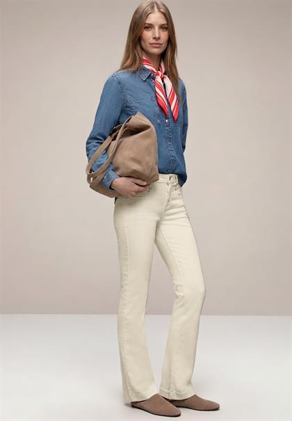 High Waist Bootcut Jeans im Slim Fit ecru washed