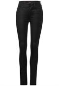 High Waist Denim mit Coating sleek black coated