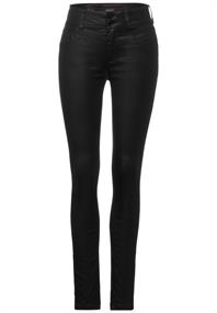 High Waist Denim mit Coating sleek black coated
