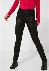 High Waist Denim mit Coating sleek black coated