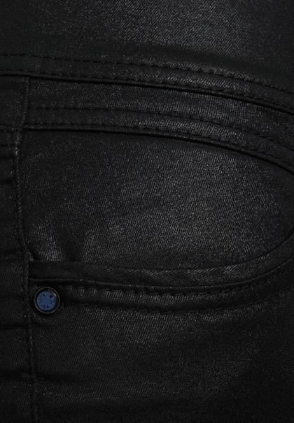 High Waist Denim mit Coating sleek black coated