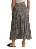 High Waist Midi-Rock aus Viskose abstract black grid design