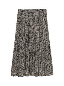 High Waist Midi-Rock aus Viskose abstract black grid design