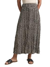 High Waist Midi-Rock aus Viskose abstract black grid design