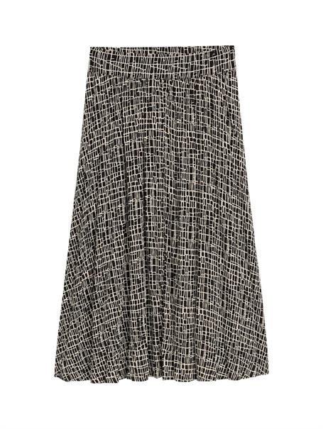 High Waist Midi-Rock aus Viskose abstract black grid design