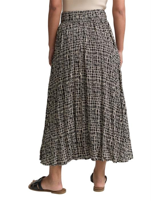 high-waist-midi-rock-aus-viskose-abstract-black-grid-design