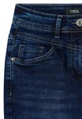 High Waist Slim Leg Jeans im Slim Fit mid blue used wash