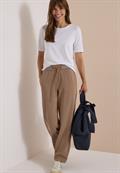 High Waist Straight Leg Hose mit Dessin creamy mocha melange